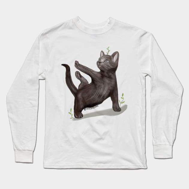 Yoga Cat Long Sleeve T-Shirt by caffeineandpeace